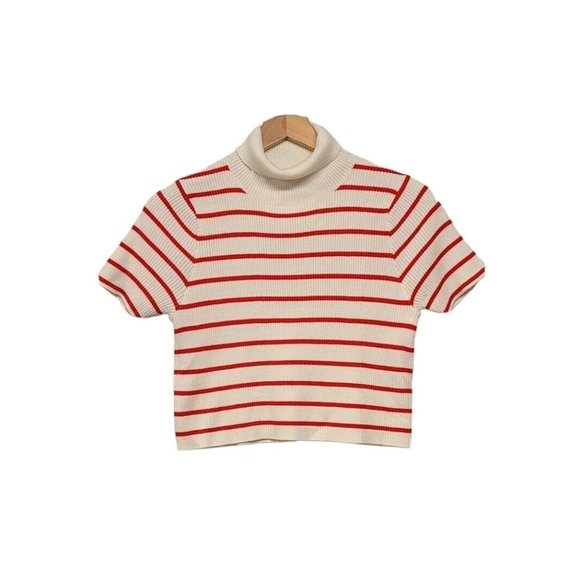 Callahan Knitwear Womens Size Small Cropped Lucy Turtleneck Sweater Stri… - Picture 2 of 7